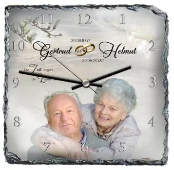 Schieferuhr - Geschenk zum 65. Hochzeitstag